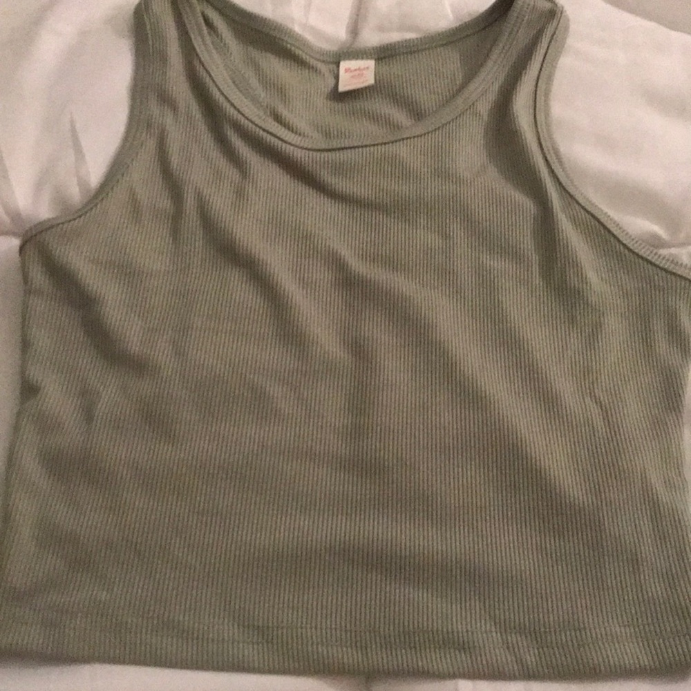 green tank top